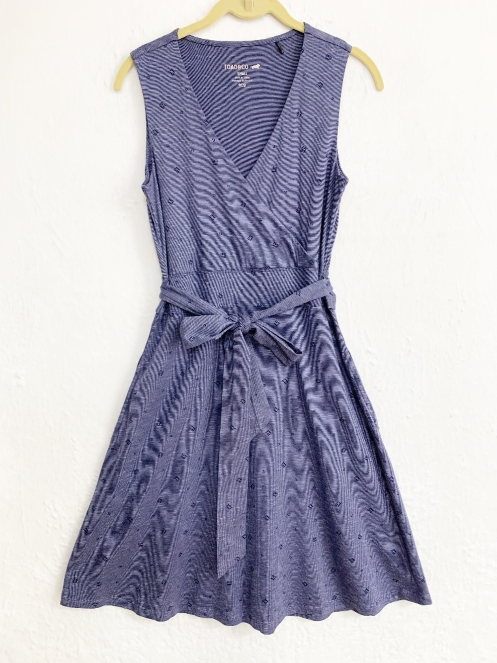 Toad&Co Cue Sleeveless Tie Belt Knit Dress Blue Sz S